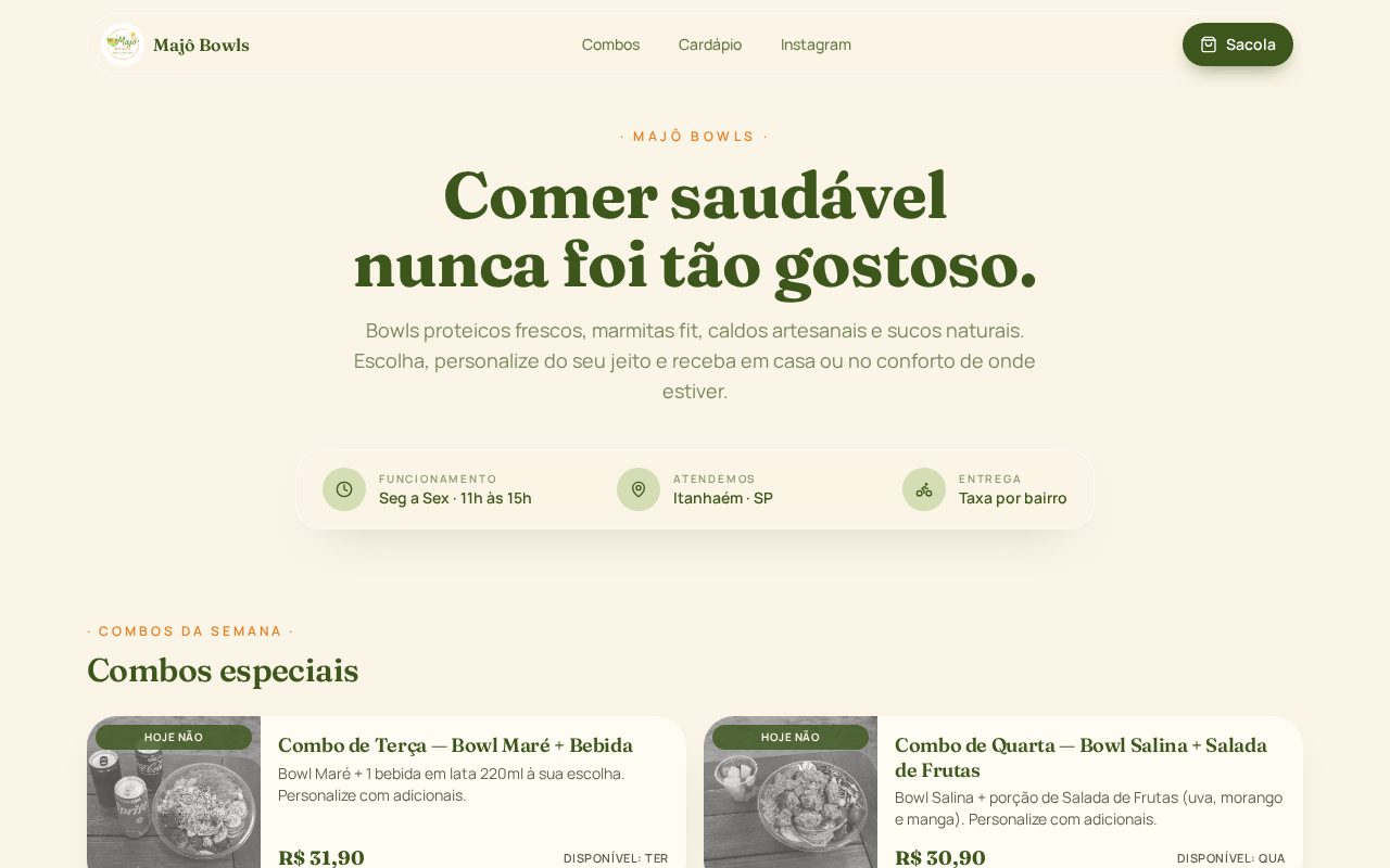 Prévia do site Majo Bowls
